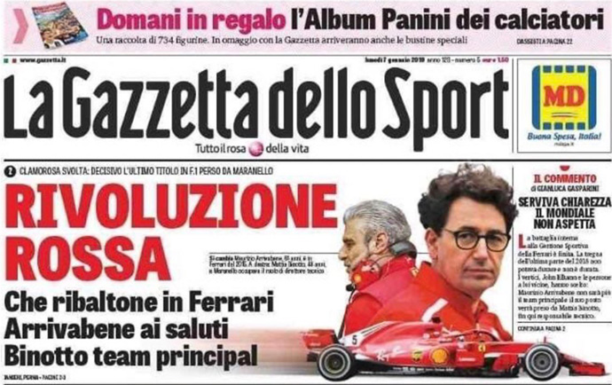 Titulní strana slavného italského deníku věnovaná Ferrari