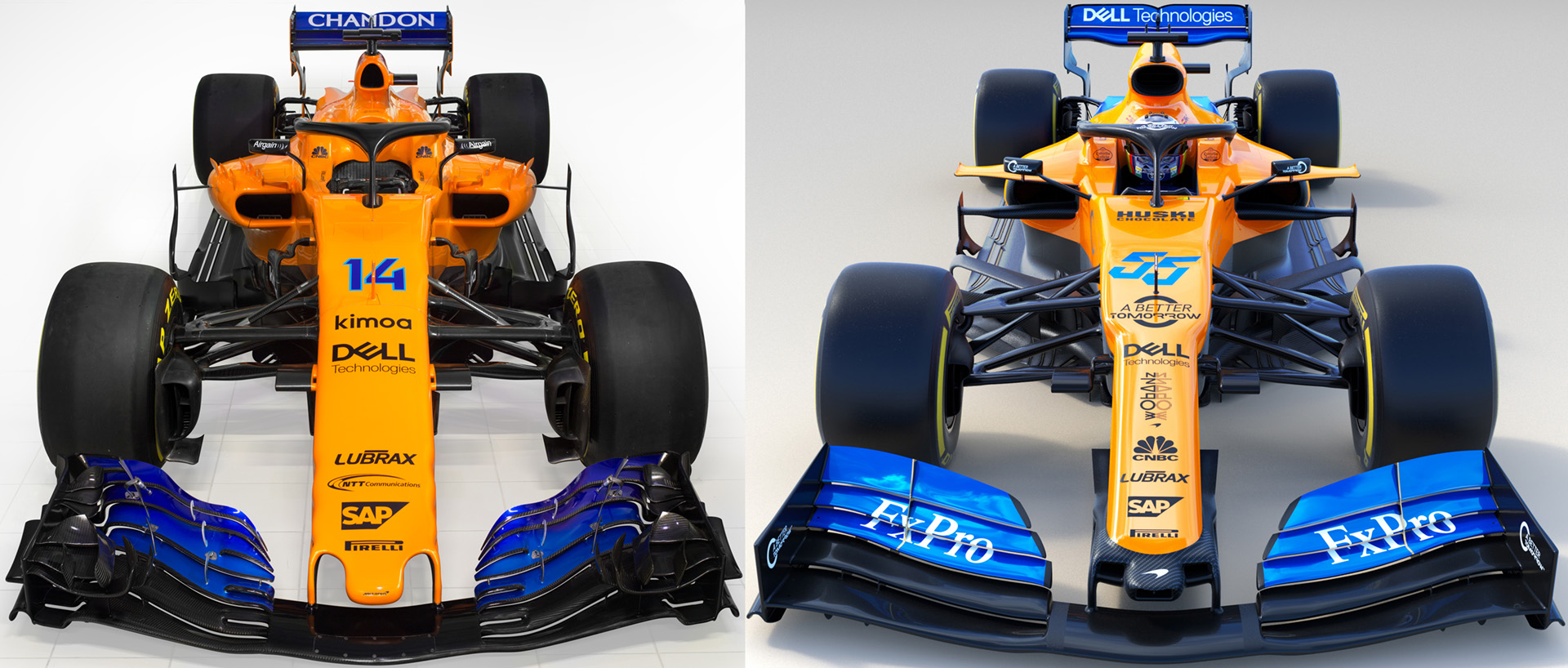 Srovnání loňského McLarenu s letošním MCL34