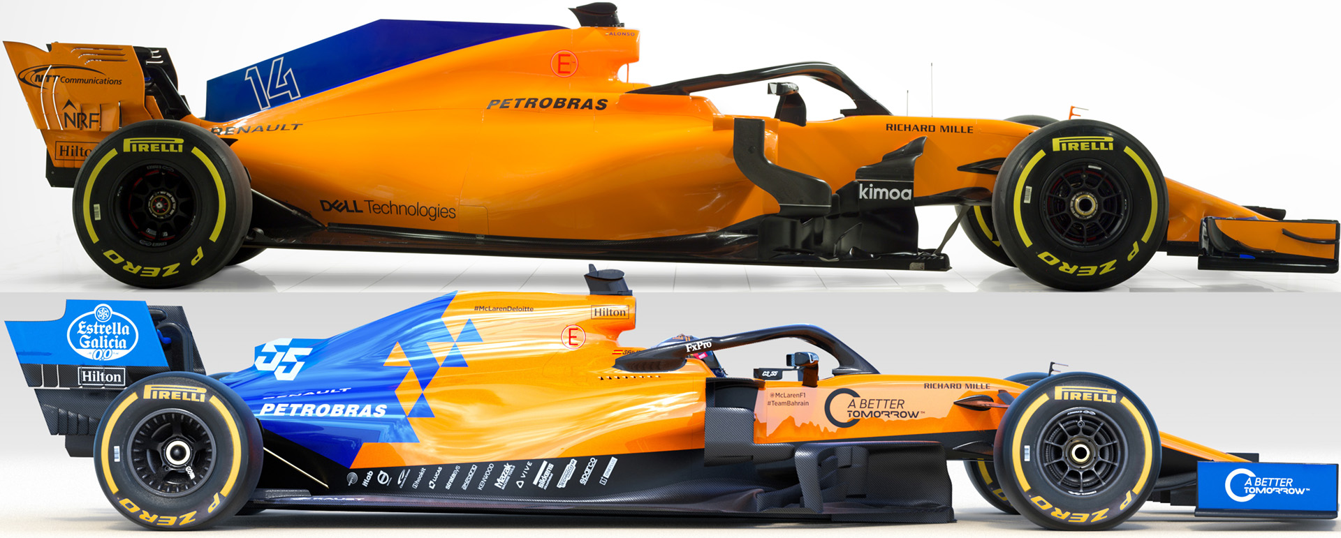 Srovnání loňského McLarenu s novým MCL34