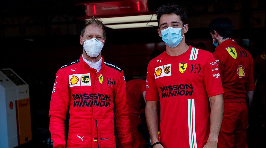 Sebastian Vettel s Charlesem Leclercem v Mugellu v rouškách