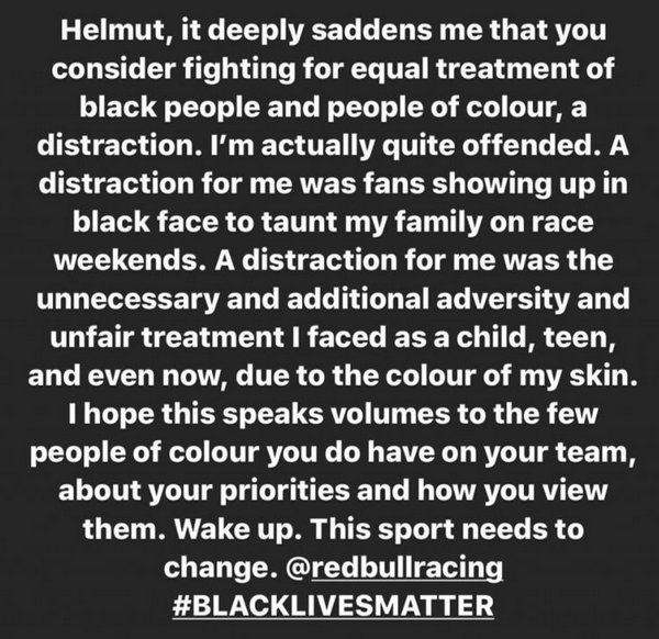 Původní příspěvek Lewise Hamiltona na Instagramu